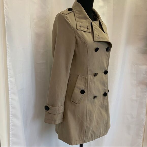 Tan brown beige short trenchcoat size medium - Picture 5 of 11